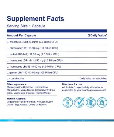Life-Space Probiotic for Women - BV & VVC Treatment, UTI Health, L. rhamnosus, 6.3B CFU, Multi Strain - 60 Caps - Buy Online on GoSupps.com