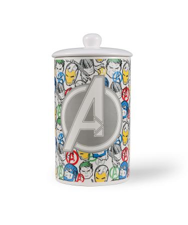 Marvel Comics Ceramic Dog Treat Jars - 10 x 5 Dog Treat Jar with Lid, Dishwasher Safe Marvel Dog Food Storage Container - Avengers Dog Treat Jar, Spiderman Dog Treat Jar, Marvel Dog Treat Jar Avengers - 10" x 5"