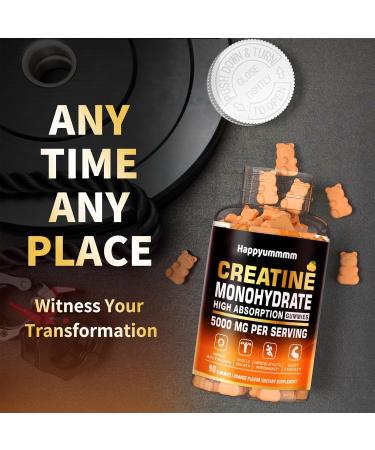 Buy Sugar-Free Creatine Monohydrate Gummies - 5g Chewable Supplement for Men & Women - 180 Orange Gummies (Pack of 2) - International Shipping Available - Buy Online on GoSupps.com