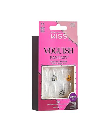 Buy KISS Voguish Fantasy Halloween Nails - Black Almond Shape 28 Fake Nails Pink Gel Nail Glue Mini File & Manicure Stick | International Shipping Available - Buy Online on GoSupps.com