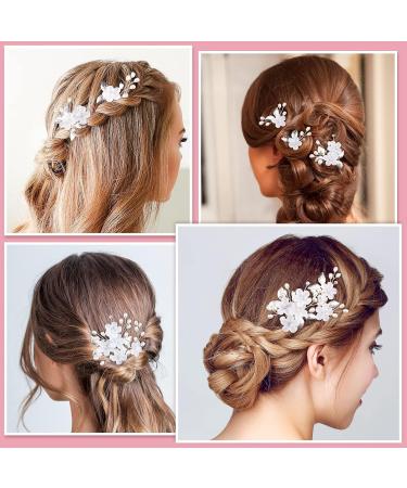 Melliex 5-Piece Wedding Hair Needles & Pearl Flowers | Silver Bridal Jewelry U-Shaped Hair Clips for Women & Girls - Buy Online on GoSupps.com