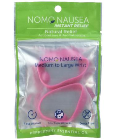 NoMo Nausea Instant Relief Aromatherapy Anti-Nausea Bands with Acupressure Large (101-031) Pink Peppermint Large (Pack of 2) 2 Count Pink Large (Pack of 2)