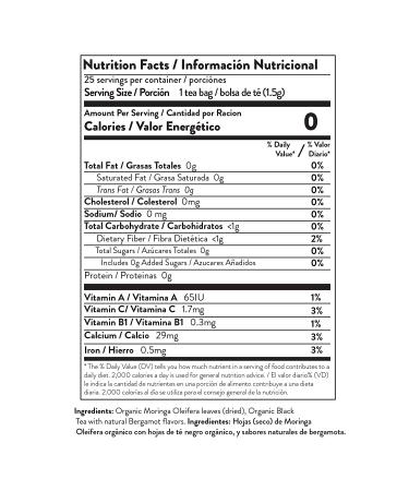 Miracle Tree Organic Moringa Rooibos Tea - Caffeine Free Superfood, 25 Tea Bags (1.32 oz) - Buy Online on GoSupps.com