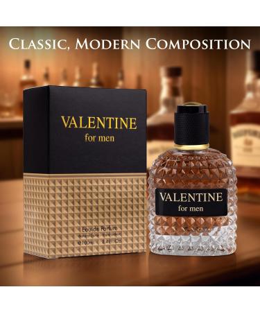 Valentine for Men EDP 3.4 fl Oz- Top Notes of Woody & Outdoor of Sweet Myrtle & Zesty Bergamot - Middle Scent of Roasted Coffee Bean Chocolate & Hazelnut - Free of Paraben - Elegant 100ml Bottle - Buy Online on GoSupps.com