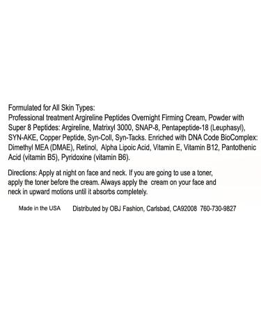 Magic Night Cream-No Needle Alternative-Pure Argireline Peptides Overnight Firming Cream-Argireline Matrixyl 3000 SNAP-8 Pentapeptide-18 (Leuphasyl) SYN-AKE Copper Peptide Syn-Coll Syn-Tacks 2 Fl Oz (Pack of 1) - Buy Online on GoSupps.com
