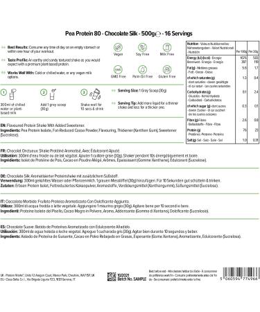 Protein Works Chocolate Silk Pea Protein Isolate Powder 500g - Plant-Based, Gluten Free, No Added Sugar - Buy Online on GoSupps.com