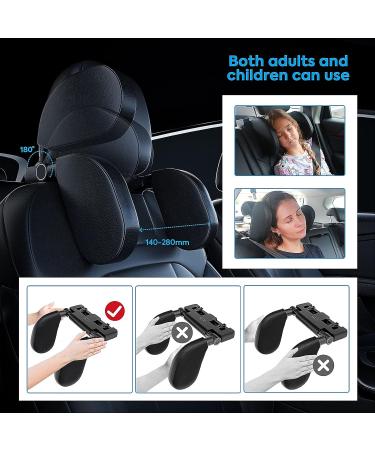 Soft Memory Foam Car Headrest Pillow - Adjustable Neck Support for Adults & Children - Removable & Retractable - Ideal for Sleeping (Black) - Buy Online on GoSupps.com