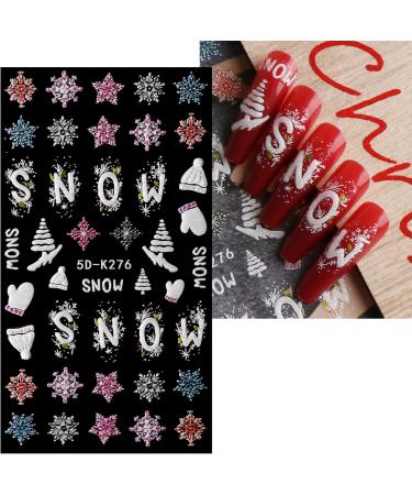 JMEOWIO 3D Embossed Christmas Nail Art Stickers Decals Self-Adhesive 5D Colorful Snowflake Winter Holiday Nail Supplies Nail Art Design Decoration Accessories 4 Sheets - Buy Online on GoSupps.com