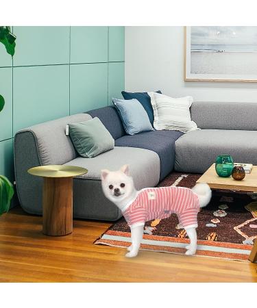 TONY HOBY Striped 4-Legged Dog Pajamas in Pink & White - Size L (Chest 18, Back 14) - Buy Online on GoSupps.com