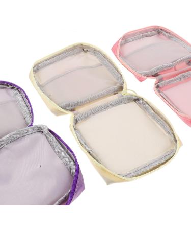 3Pcs Travel Toiletry Bag Set for Women & Girls | Portable Feminine Hygiene Storage Pouch | Ideal for Sanitary Napkins, Tampons & Makeup - Buy Online on GoSupps.com
