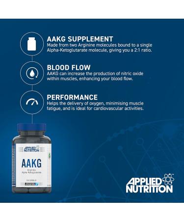 Applied Nutrition AAKG - L Arginine Alpha Ketoglutarate 800mg Capsules | Nitric Oxide Pre Workout Supplement | Muscle Pump & Energy Booster (120 Capsules) - Buy Online on GoSupps.com
