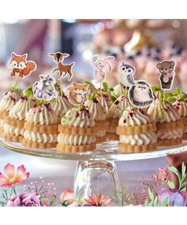 49 Pcs Woodland Cupcake Toppers Floral Leaf Boho Woodland Animal Creatures Cake Toppers for Woodland Baby Shower Party Decor (Leaf Style) - Buy Online on GoSupps.com