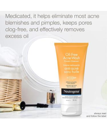 Neutrogena Acne Face Wash Oil Free Cream Facial Cleanser with Salicylic Acid For Acne & Blackheads 200ml Cream Cleanser - Buy Online on GoSupps.com