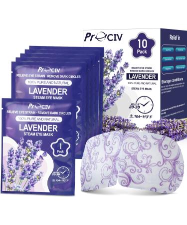 ProCIV 10 Packs Lavender Steam Eye Masks Heated Eye Masks for Dark Circles and Puffiness Disposable Warming Eye Masks for Soothing Headache Reliefing Eye Fatigue(Lavender) Lavender-10