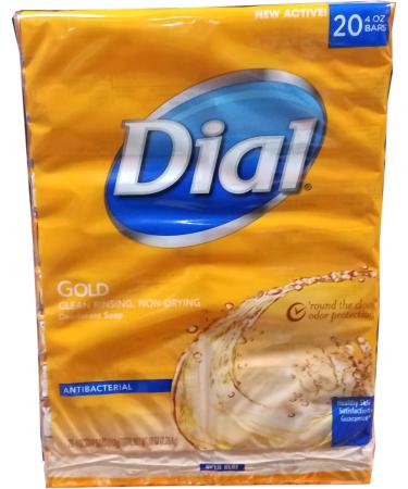 Dial Antibacterial Deodorant Gold Bar Soap 4 Ounce (Pack of 20) Net Wt 5.LBS