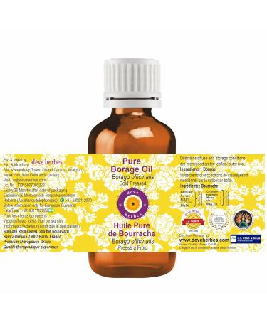 Buy Pure Borage Oil Cold Pressed 100ml - D ve Herbes | Organic Borago Officinalis for Skin & Hair | International Shipping - Buy Online on GoSupps.com