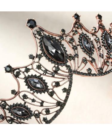 SWEETV Vintage Metal Queen Crown Crystal Headpiece for Women - Ideal for Birthday, Quinceanera, Prom - Black - Buy Online on GoSupps.com