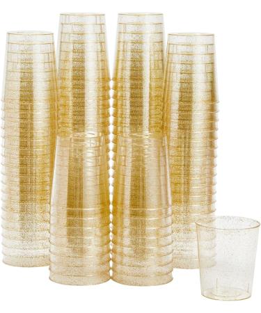 Juvale 100 Pack 2 oz Gold Glitter Shot Glasses - Perfect for Birthday Party and Wedding - Disposable Plastic Cups - Buy Online on GoSupps.com
