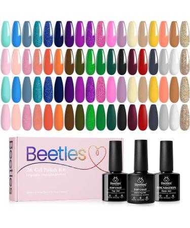 Beetles Gel Polish Set: 36 Colors Free Journey Collection - Pastel Bright Glitter Green Blue Gel Nail Kits with 3Pcs Matte Glossy Top Base Coat - Soak off All Seasons - Buy Online on GoSupps.com