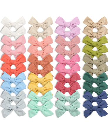 Linen Fabric Hair Bows Alligator Clips - 40 Pieces for Girls, Toddlers, Kids, Teens - Buy Online on GoSupps.com
