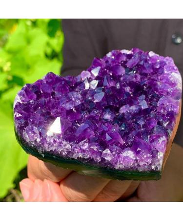 240g Natural Heart Shaped Amethyst Gemstone Quartz Cluster Crystal Specimen Beautiful Crystal Home Goods - Buy Online on GoSupps.com