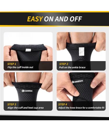 CAMBIVO Ankle Brace for Sprains & Recovery - Compression Support for Achilles Tendonitis & Plantar Fasciitis - Unisex Medium Black Sleeves for Basketball & Daily Use - Buy Online on GoSupps.com