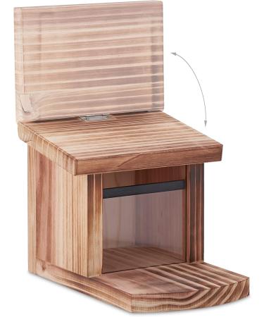 Relaxdays Squirrel Feeder - FSC-Certified Natural Wood, Folding Roof, Ventilation Holes - Hanging Feeding Station - Buy Online on GoSupps.com