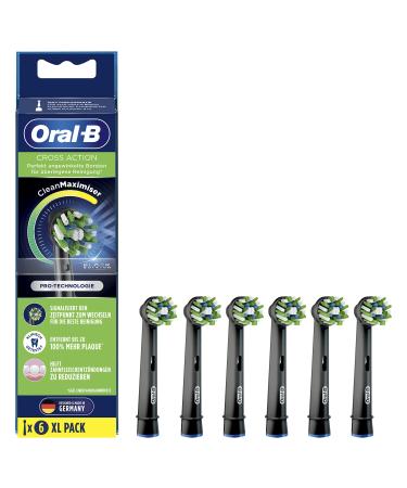 Oral-B CrossAction Auded brushes for electrical toothbrush 6 pieces holistic mouth cleaning with Cleanmaximiser bristles toothbrush attachment for oral-B toothbrushes black black 6 pieces (1 Pack)