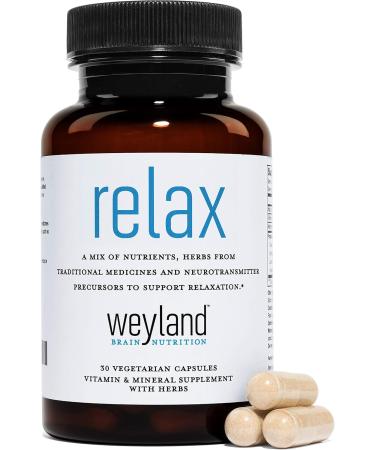 Relax - Natural Sleep Support Supplement with GABA L-Theanine & Valerian Root | 30 Vegetarian Capsules for Calm & Relaxation - Buy Online on GoSupps.com