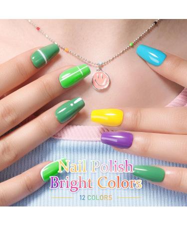 DouborQ 12 Color Nail Polish Set Neno Air Dry 12 Bright Colors 0.35oz Regular Nail Polish Kit Spring Summer Finger Nail Polish Gift Set for Women(1-12) 12 Color Set -A - Buy Online on GoSupps.com