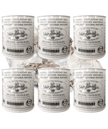 Sharonelle Soft Wax All Purpose Hair Removal Natural Depilatory Canned Wax for Sensitive Skin Canada-Made Melting Wax in Black color Canned Package (6PC ZincOxide) 500 ml (Pack of 6) Zincoxide