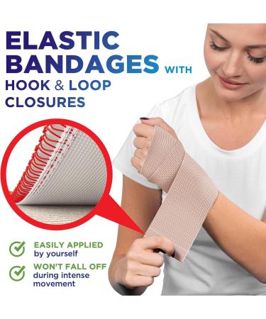 Premium Elastic Bandage Wrap 3 (2pk) - Strong Compression Self-Closing Reusable for Legs Arms Wrist Elbow Foot Knee - International Shipping Available - Buy Online on GoSupps.com