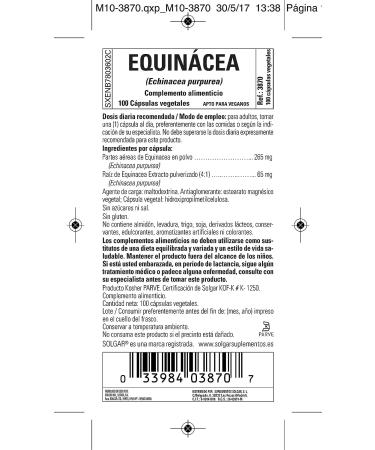 Solgar Echinacea 100 Vegetable Capsules - Immune Support - Full Potency - Non-GMO & Gluten Free - 100 Servings - Buy Online on GoSupps.com