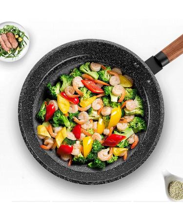 LAKEINX Pan 24 CM Maifan Stone Wok Frying Pan with Glass Lid Deepening Frying Pan for Induction Cooker Gas Stove - Buy Online on GoSupps.com