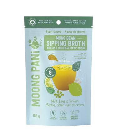 SPROUTED Mung Sipping Broth | MINT, LIME & TURMERIC | Plant-based | Vegan Soup Powder | 100% Natural | Gluten-free, Soy-free | Keto-friendly | Just add hot water | Multiple Flavors | Ayurvedic | 9 Servings