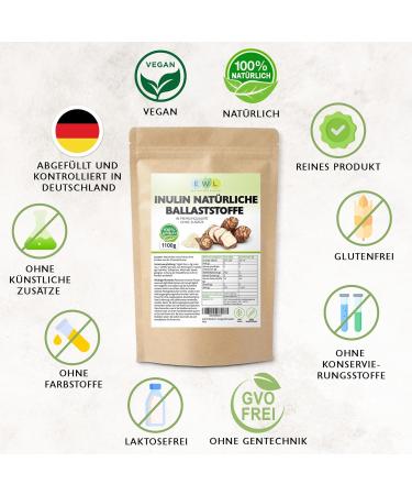 EWL Natural Inulin Powder - 1100G Chicory Root Fiber | Lab-Tested Quality | 220 Portions | Germany Controlled - Buy Online on GoSupps.com