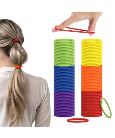 H&S Hair Bands for Women - 100pcs x 4mm - Non-Metal Bobbles for Thick and All Hair Types - Elastic & Seamless Ponytail Holders - No Damage Ties also for Men - Unicorn