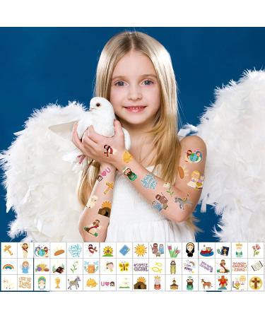 Bible Temporary Tattoos for Kids - 24 Sheets 2 Inch Crucifix Non-Toxic Stickers, Waterproof Body Stickers for Goodie Bags, Birthday Parties, Boys and Girls - Buy Online on GoSupps.com