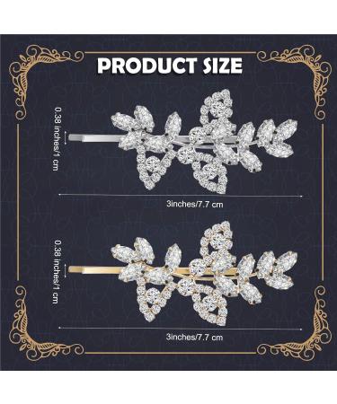 2-Piece Rhinestone Bridal Wedding Hair Clips for Women - Leaf Rhinestone Hair Pins (Gold/Silver) - Buy Online on GoSupps.com