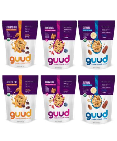 GUUD Fuel Pack Muesli Cereal Variety Pack, 12 Ounce (Pack of 6), Athlete Fuel, Brain Fuel, Gut Fuel, Vegan, Non-GMO Certified, Kosher