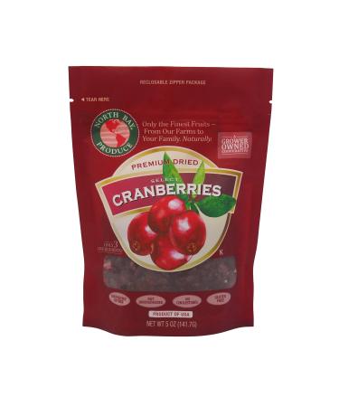 North Bay Produce - Dried Cranberries - Gluten Free, Vegan - Healthy Snacks for Kids and Adults - Resealable Bag, 5oz 5 Ounce (Pack of 1)