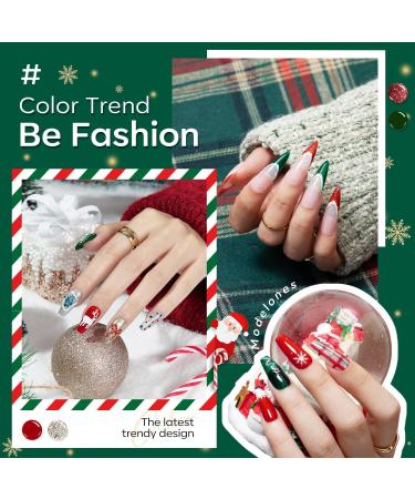 Modelones Gel Nail Polish 6 Colors Christmas Winter Sparkle Dark Green Red Glitter Silver Champagne Rose Gold New Year Shades Gel Polish Kit Fall Soak Off Nail Art Manicure Home Gifts for Women - Buy Online on GoSupps.com