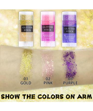 Gold Body Glitter Stick - Holographic Mermaid Sequins for Concerts Music Festivals & Rave | Chunky Glitter Gel Makeup for Body Face Hair & Lips - 0.56oz - Buy Online on GoSupps.com