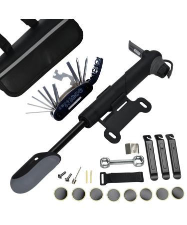 DAWAY Bike Repair Tool Kits - Bicycle Repair Bag & 120 PSI Bike Pump or Saddle Bag Set, with 16 in 1 Bicycle Multitool, Bike Tire Levers Wrench, Portable Patches Fixes - Practical Cycling Accessories bike tool kits with frame bag