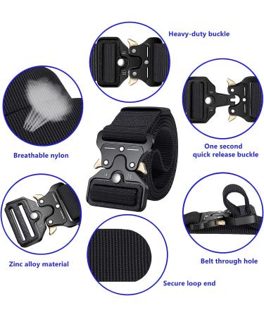 Ginwee 3 Pack Tactical Belt Set - Heavy-Duty Military Style Webbing Riggers Belt with Quick-Release Metal Buckle for Men - Buy Online on GoSupps.com