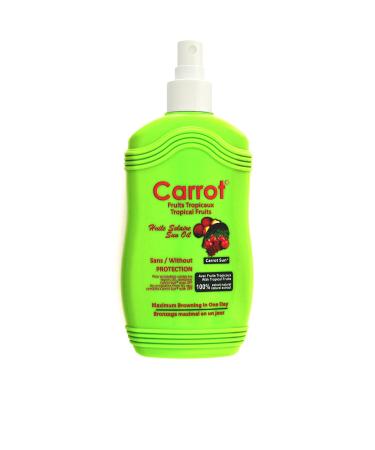 Carrot Sun Tropical Fruit Tan Accelerator Spray Oil with Carrot Oil Henna L-Tyrosine for a Golden tan-Fast! 200ml