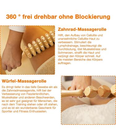 Set of 5 Wooden Massager Rollers for Cellulite & Lymph Drainage - Maderotherapy Wood Therapy Tool with Box - Buy Online on GoSupps.com