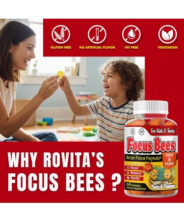 Focus Gummies for Kids & Teens Brain Health Memory Concentration & Attention Omega 3 DHA Kids Focus Vitamins Teen Brain Focus Vitamins for Clarity & Cognitive Orange Flavor 60 Gummy - Buy Online on GoSupps.com