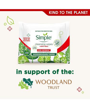 Simple Kind Defence Cleansing Wipes with Anti-Bacterial Protection - Buy Online on GoSupps.com
