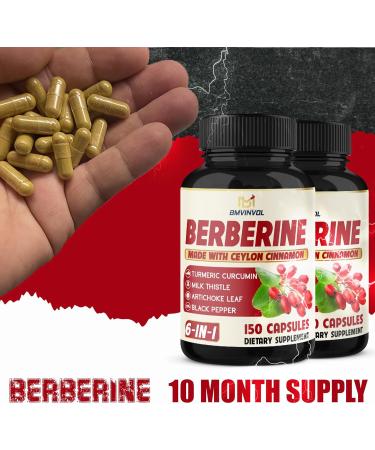 2 Pack Berberine HCl- Plus Ceylon Cinnamon Turmeric Milk Thistle Artichoke Black Pepper Berberine HCI Root Supplements Pills - Immune System - Buy Online on GoSupps.com